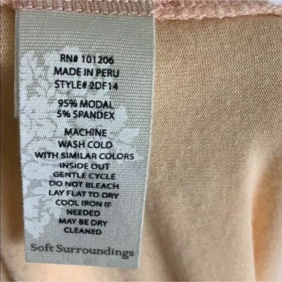 Soft Surroundings Sz L Sublime Long Sleeve Draped Tee Peach Modal Spandex Top - Picture 7 of 7